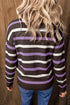 Stripe Embroidered Detail Drop Shoulder Pullover Sweater