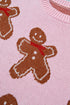 Gingerbread Pattern Round Neck Long Sleeve Shift Sweater