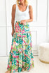 Bohemian Abstract Print High Waist Tiered Maxi Skirt