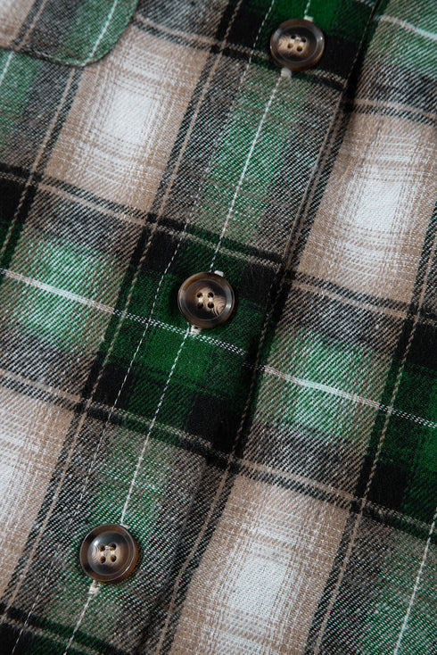 Plaid Print Chest Pocket Button Down Hooded Shacket