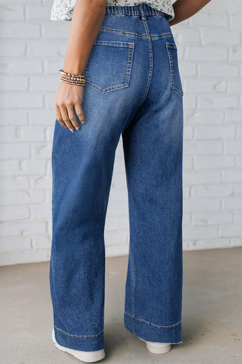 Washed Denim Lace Up Detail Statement Jeans