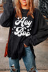 Hey Boo Graphic Oversized Crew Neck Pullover Sweatshirt