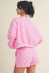 Plaid Long Sleeve Crop Top Elastic Waist Shorts Two Piece Short Set
