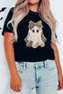Checkered Leopard Ghost Print Round Neck Tee