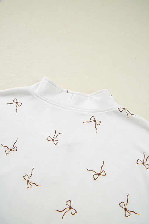 Bow Print Half Zip Tank Matching Short Sets