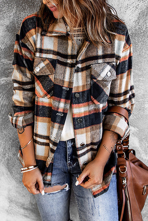 Relaxed Fit Brushed Plaid Button Down Shirt