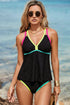 Active Textured Floral V Neck Crisscross Backless Tankini