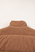 Textured Corduroy Stand Neck Zipped Puffer Vest