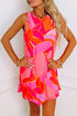 Abstract Blossoms Sleeveless Shift Dress