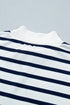 Striped Mock Neck Ribbed Cuff Hem Long Sleeve Sweatshirt