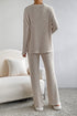 Ribbed Knit Wide Leg Slouchy Two Piece Loungewear