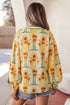Floral Print V Neck Long Sleeve Blouse