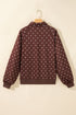 Polka Dot Print Collar Pullover Metal Button Sweatshirt