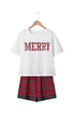 Letter Print Top Elastic Waist Pocket Shorts Lounge Set