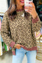 Polka Dot Trim Leopard Long Sleeve Top