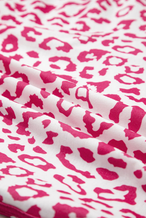 All Over Leopard Print Lace Up Accent Trim Shorts