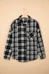 Plaid V Neck Long Sleeve Shift Shirt Jacket