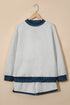 Polka Dot Patchwork Mock Neck Pullover Short Set