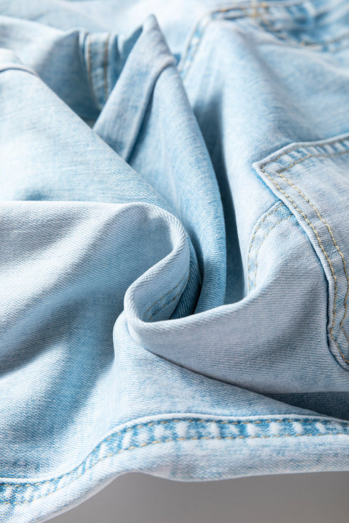 Exposed Stitch Detail Drawstring Wide Leg Barrel Jeans