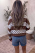 Stripe Patchwork Polka Dot Quarter Zip Long Sleeve Top