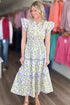 Tulip Floral Print Contrast Trim A Line Midi Dress