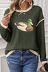 Mallard Duck Four Leaf Clover Patchwork Graphic Long Sleeve Tee