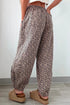 Leopard Print Elastic Waist Ankle Length Pants