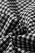 Plaid Shirred Cuff Round Neck Cotton Long Sleeve Blouse