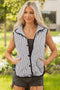 Stripe Print Contrast Trim Quilted Snap Button Vest