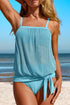 Ribbed Texture Blouson Fit Square Neck Tankini Top
