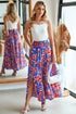 Bohemian Floral Print Tiered Split Maxi Skirt