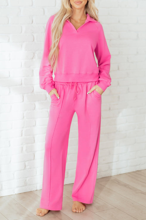 Active Collared Pullover And Central Seam Pant Set