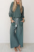 Raw Seam Patchwork Long Sleeve Top Pocket Two Piece Pant Set