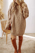 Long Sleeve Cable Knit Crew Neck Sweater Dress