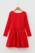 U Neck Long Sleeve Fit And Flare Mini Dress