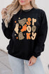 Leopard Print Spooky Ghost Graphic Pullover Sweatshirt