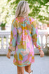 Abstract Print Hooded Long Sleeve Shift Dress