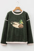 Four Leaf Clover Mallard Duck Graphic Trim Patchwork Knit Tee