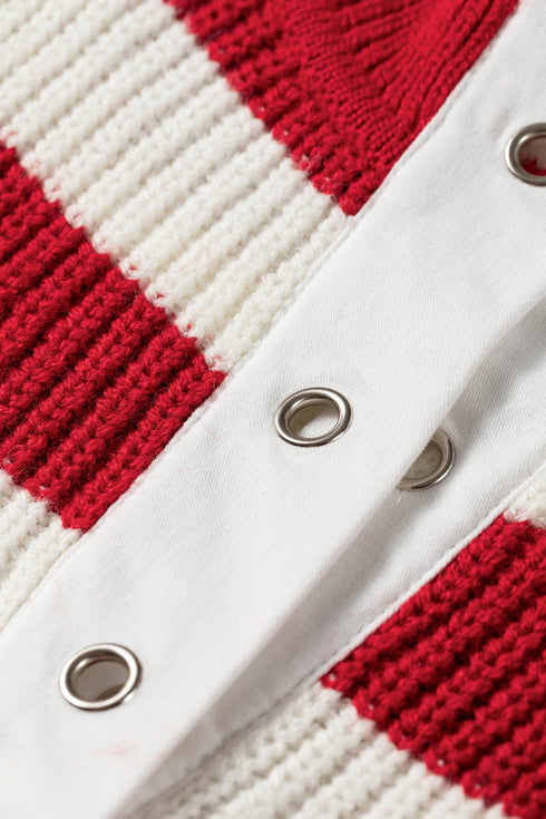 Striped V Neck Long Sleeve Shift Sweater