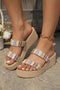 Polyester Boho Woven Double Strap Wedge Slipper