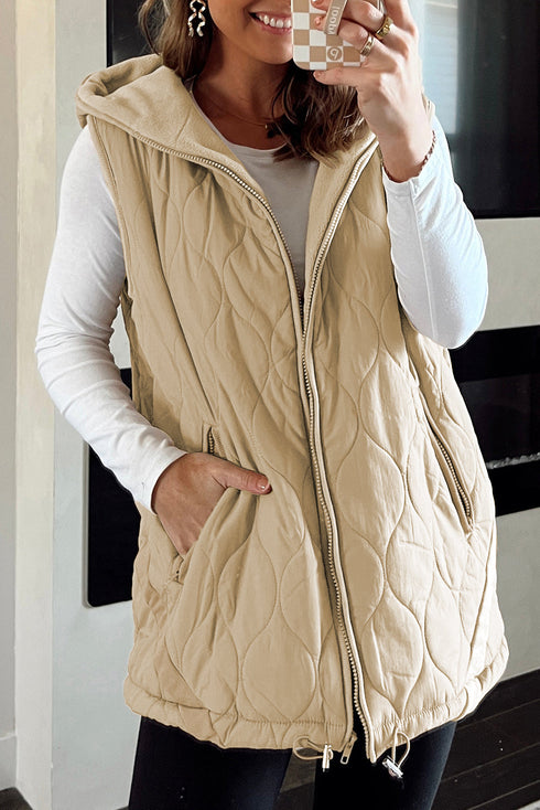 Casual Solid Quilted Padded Fleece Lined Vest