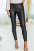 Faux Leather Zipped Detail Solid Bodycon Leggings