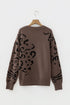 Abstract Animal Pattern Crew Neck Knit Sweater