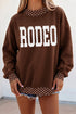 Rodeo Print Polka Dot Trim Baggy Pullover Sweatshirt