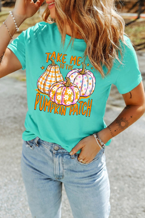 Polyester Cotton Blend Pumpkin Patch Graphic Tee