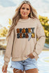 Polyester Cotton Sequin Graphic Mock Neck Sweatshirt