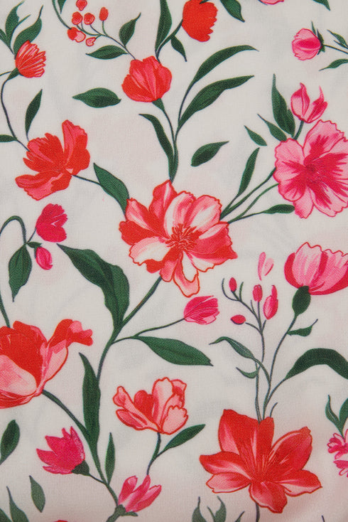 Floral Square Neck Puff Sleeve Ruffle Maxi Dress