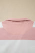 Striped Half Zip Bracelet Sleeve Top Short Set