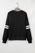 Sequin Ghosts Bows Graphic Varsity Striped Sleeve Pullover Sweatshirt
