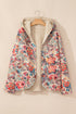 Bohemian Floral Print Sherpa Lined Fleece Hooded Jacket
